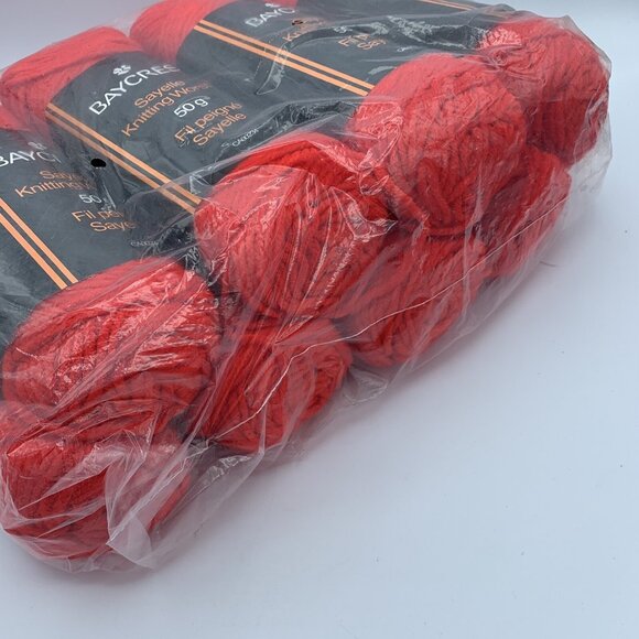 Baycrest Sayelle Red Acrylic Yarn Lot of 8 Skeins50g Each, Made in Canada - Picture 3 of 6